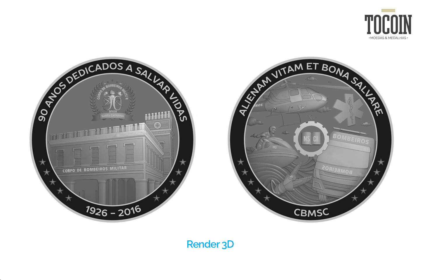 Arte final da moeda do corpo de bombeiros de SC - CBMSC