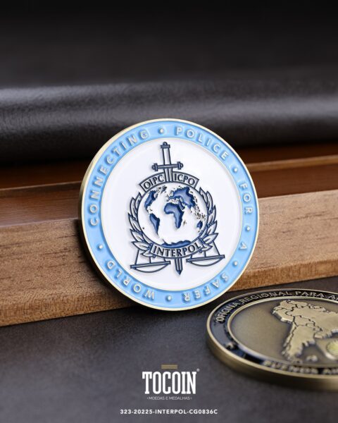 Moeda militar personalizada – challenge coin – 323-20225-INTERPOL-CG0836C