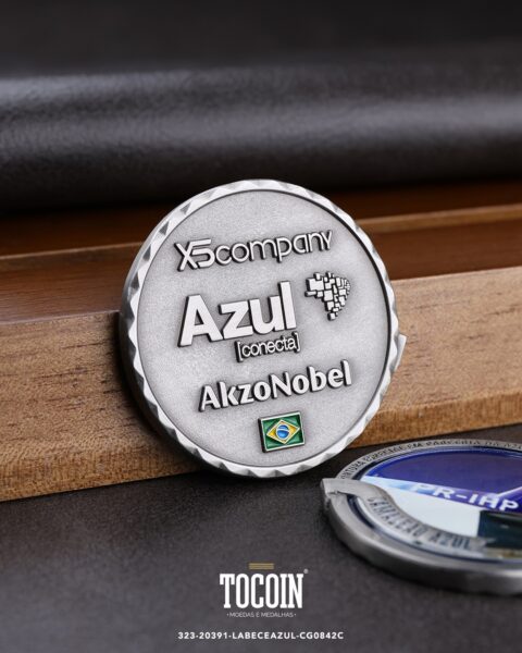 Moeda corporativa personalizada (challenge coin) – presente para funcionários e empresas – 323-20391-LABECEAZUL-CG0842C