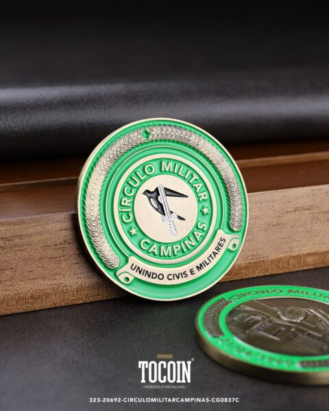 Moeda corporativa personalizada (challenge coin) – presente para funcionários e empresas – 323-20692-CIRCULOMILITARCAMPINAS-CG0837C