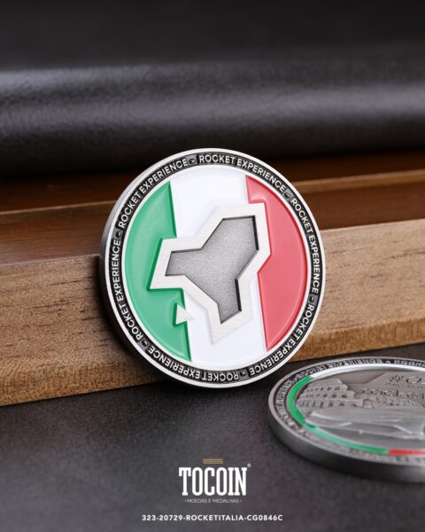 Moeda corporativa personalizada (challenge coin) – presente para funcionários e empresas – 323-20729-ROCKETITALIA-CG0846C