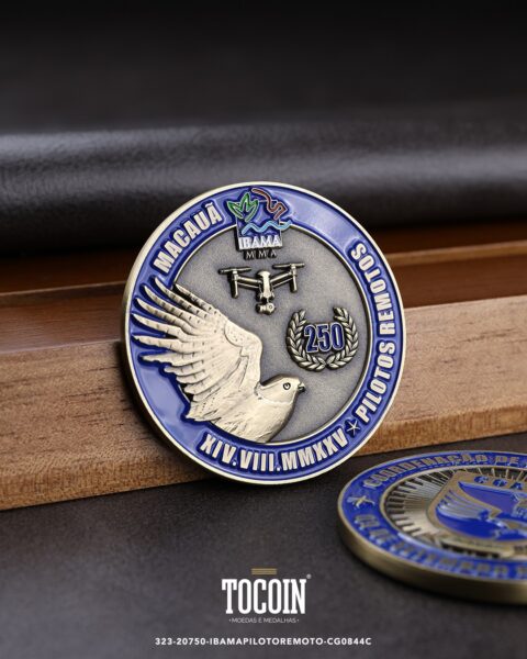 Moeda corporativa personalizada (challenge coin) – presente para funcionários e empresas – 323-20750-IBAMAPILOTOREMOTO-CG0844C