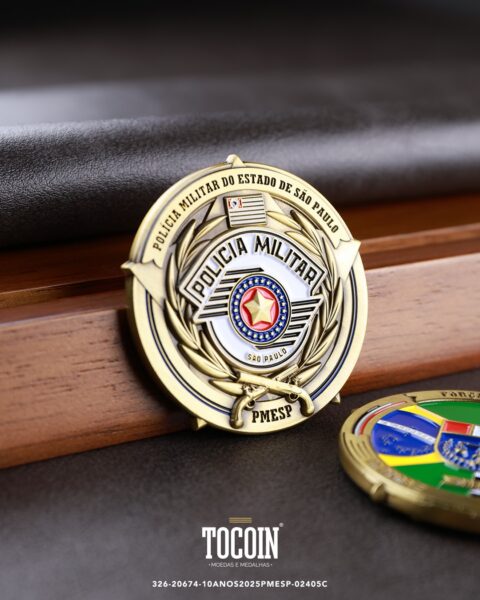 Moeda militar personalizada – challenge coin – 326-20674-10ANOS2025PMESP-02405C