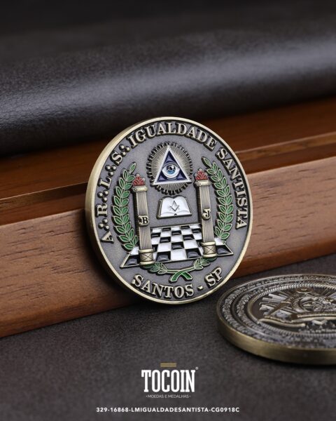 Moeda corporativa personalizada (challenge coin) – presente para funcionários e empresas – 329-16868-LMIGUALDADESANTISTA-CG0918C