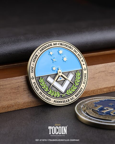 Moeda corporativa personalizada (challenge coin) – presente para funcionários e empresas – 331-21072-170ANOSJOINVILLE-CG0946C