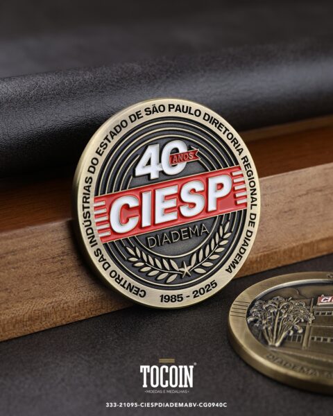 Moeda corporativa personalizada (challenge coin) – presente para funcionários e empresas – 333-21095-CIESPDIADEMABV-CG0940C