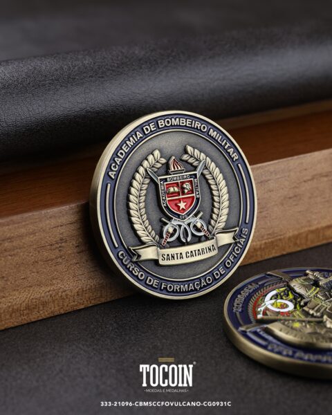 Moeda militar personalizada – challenge coin – 333-21096-CBMSCCFOVULCANO-CG0931C