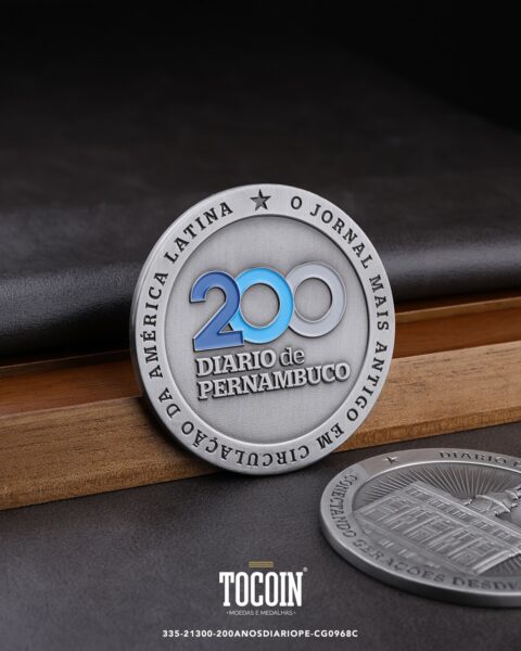 Moeda corporativa personalizada (challenge coin) – presente para funcionários e empresas – 335-21300-200ANOSDIARIOPE-CG0968C