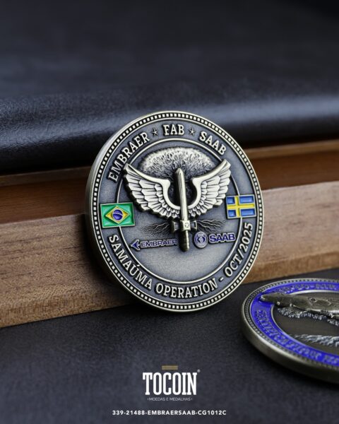 Moeda corporativa personalizada (challenge coin) – presente para funcionários e empresas – 339-21488-EMBRAERSAAB-CG1012C