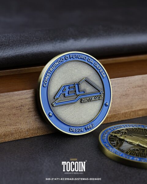 Moeda corporativa personalizada (challenge coin) – presente para funcionários e empresas – 340-21471-KC390AELSISTEMAS-002442C