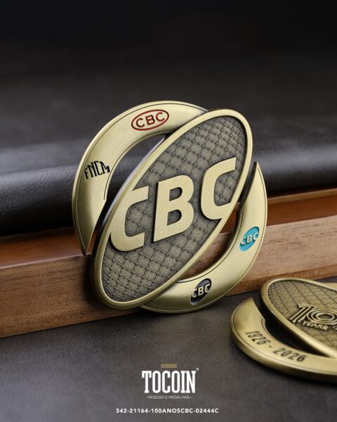 Moeda corporativa personalizada (challenge coin) – presente para funcionários e empresas – 342-21164-100ANOSCBC-02444C