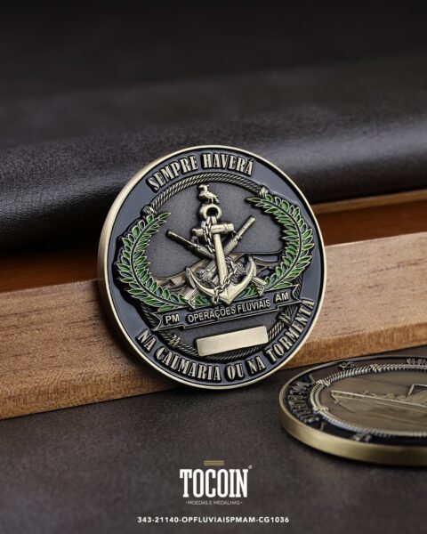 Moeda militar personalizada – challenge coin – 343-21140-OPFLUVIAISPMAM-CG1036