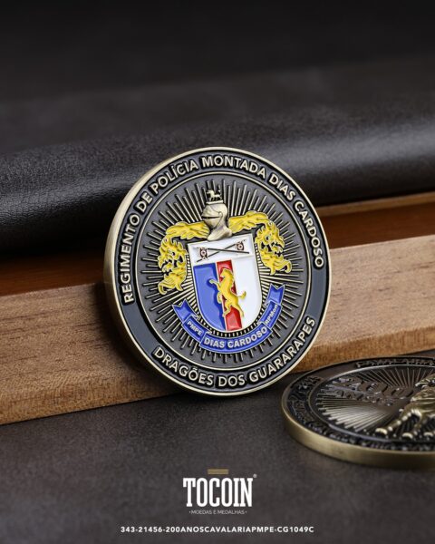 Moeda militar personalizada – challenge coin – 343-21456-200ANOSCAVALARIAPMPE-CG1049C