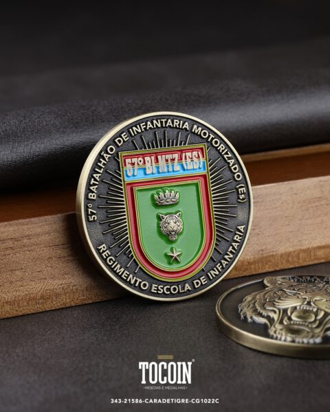 Moeda militar personalizada – challenge coin – 343-21586-CARADETIGRE-CG1022C