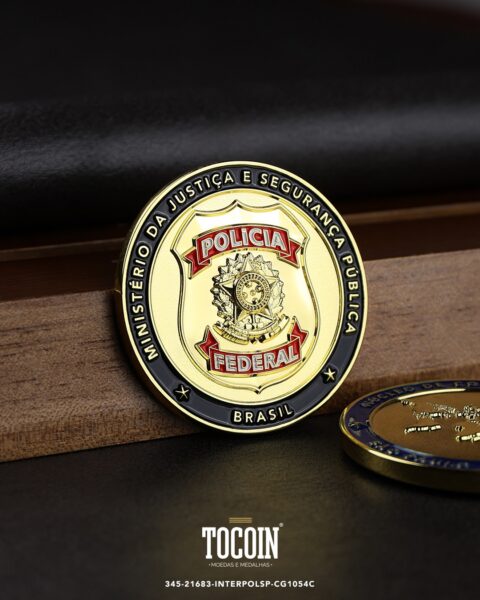 Moeda militar personalizada – challenge coin – 345-21683-INTERPOLSP-CG1054C