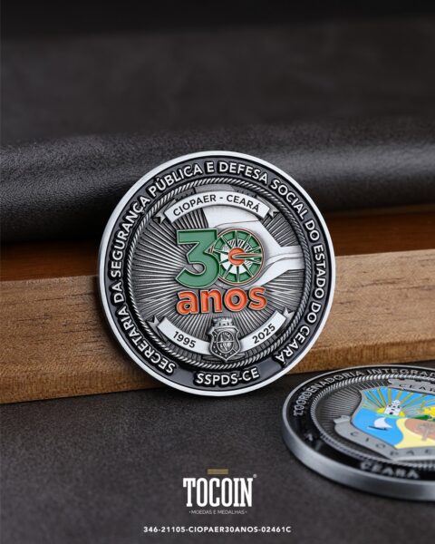 Moeda militar personalizada – challenge coin – 346-21105-CIOPAER30ANOS-02461C