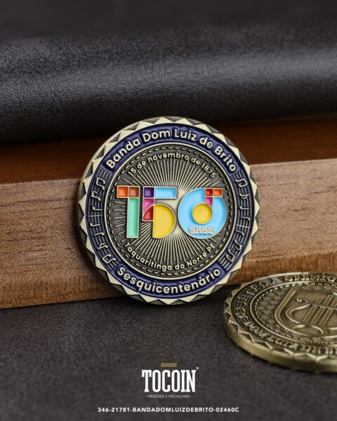 Moeda corporativa personalizada (challenge coin) – presente para funcionários e empresas – 346-21781-BANDADOMLUIZDEBRITO-02460C