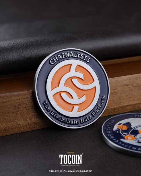 Moeda corporativa personalizada (challenge coin) – presente para funcionários e empresas – 348-22119-CHAINALYSIS-02470C