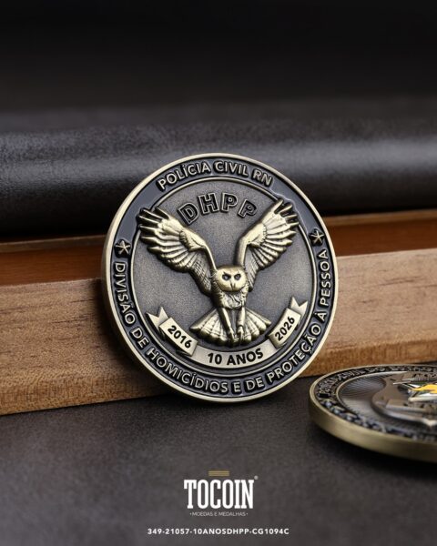 Moeda militar personalizada – challenge coin – 349-21057-10ANOSDHPP-CG1094C