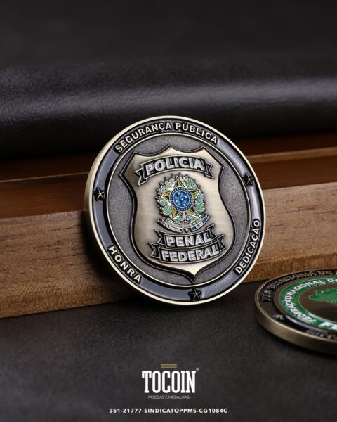 Moeda corporativa personalizada (challenge coin) – presente para funcionários e empresas – 351-21777-SINDICATOPPMS-CG1084C