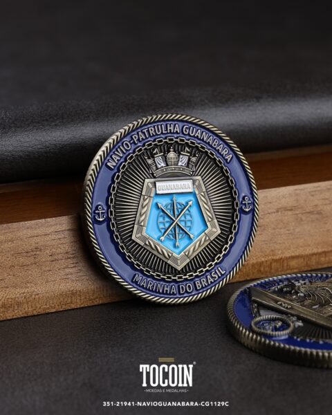 Moeda militar personalizada – challenge coin – 351-21941-NAVIOGUANABARA-CG1129C