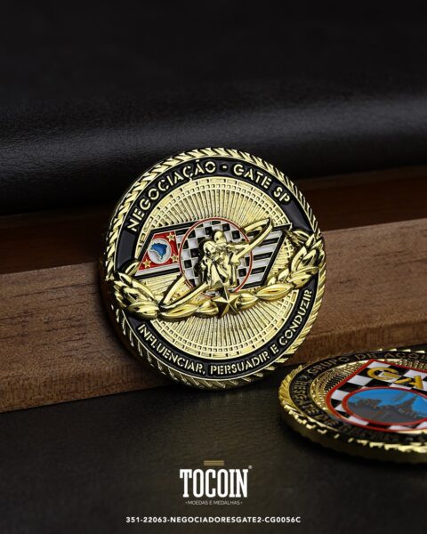 Moeda militar personalizada – challenge coin – 351-22063-NEGOCIADORESGATE2-CG0056C