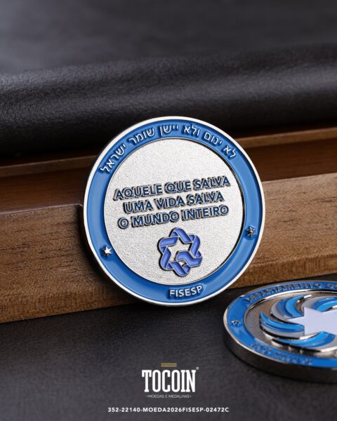 Moeda corporativa personalizada (challenge coin) – presente para funcionários e empresas – 352-22140-MOEDA2026FISESP-02472C
