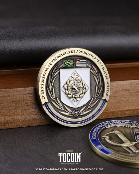 Moeda militar personalizada – challenge coin – 353-21706-2020ACADEMIABARROBRANCO-CG1108C