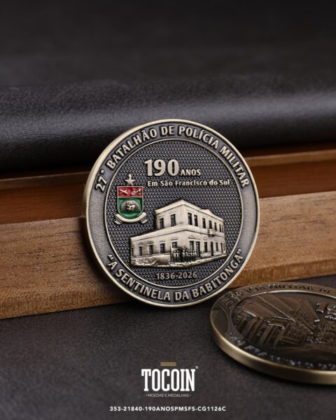 Moeda militar personalizada – challenge coin – 353-21840-190ANOSPMSFS-CG1126C