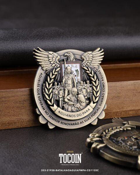 Moeda militar personalizada – challenge coin – 353-21938-BATALHAOAGUIAPMPA-CG1135C