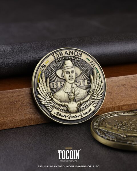 Moeda corporativa personalizada (challenge coin) – presente para funcionários e empresas – 355-21816-SANTOSDUMONT150ANOS-CG1115C