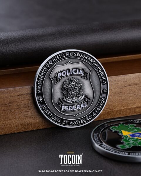 Moeda militar personalizada – challenge coin – 361-22016-PROTECAOAPESSOAPFPRATA-02467C