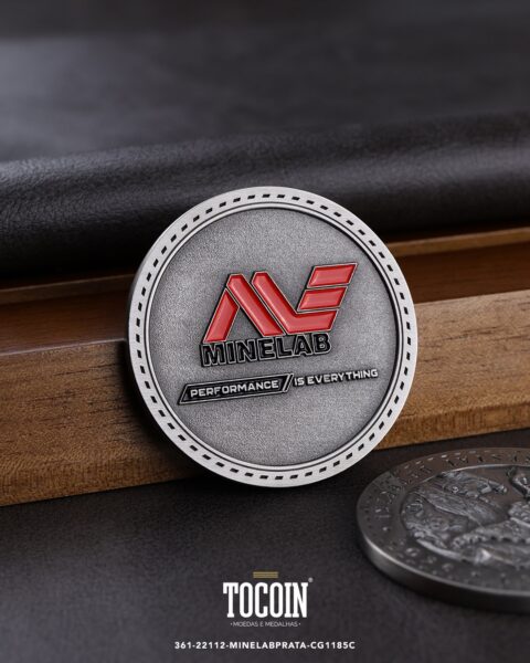 Moeda corporativa personalizada (challenge coin) – presente para funcionários e empresas – 361-22112-MINELABPRATA-CG1185C