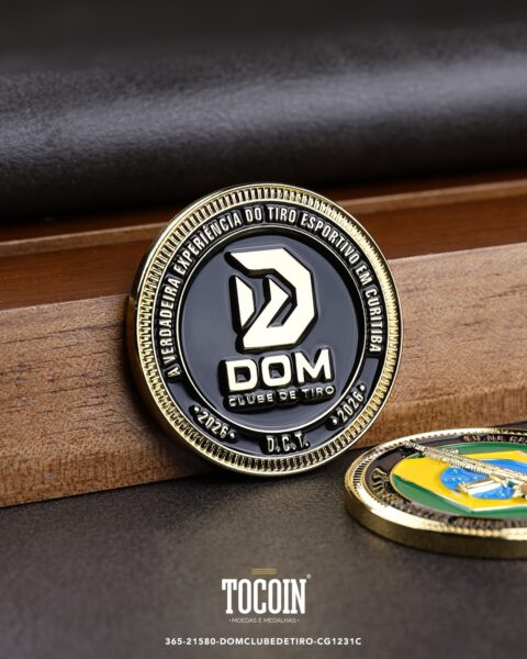 Moeda corporativa personalizada (challenge coin) – presente para funcionários e empresas – 365-21580-DOMCLUBEDETIRO-CG1231C
