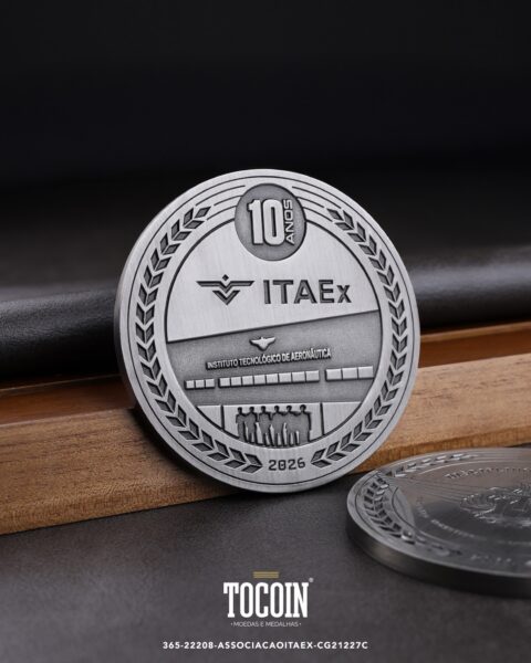 Moeda corporativa personalizada (challenge coin) – presente para funcionários e empresas – 365-22208-ASSOCIACAOITAEX-CG21227C