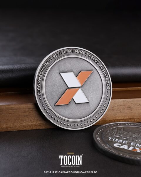 Moeda corporativa personalizada (challenge coin) – presente para funcionários e empresas – 367-21997-CAIXAECONOMICA-CG1222C