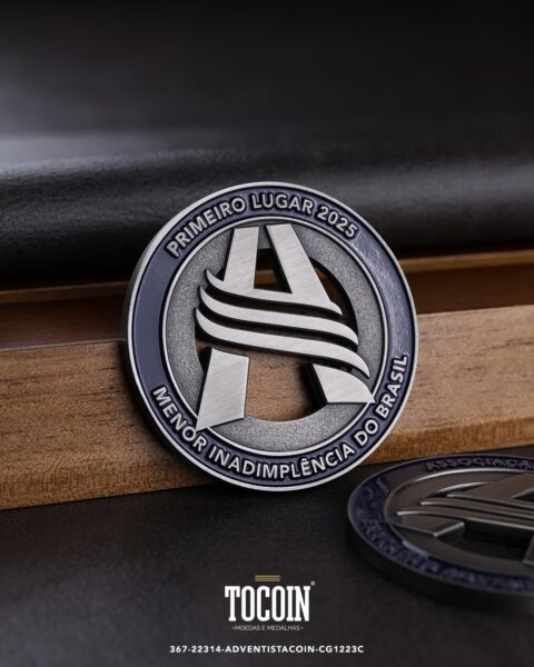 Moeda corporativa personalizada (challenge coin) – presente para funcionários e empresas – 367-22314-ADVENTISTACOIN-CG1223C