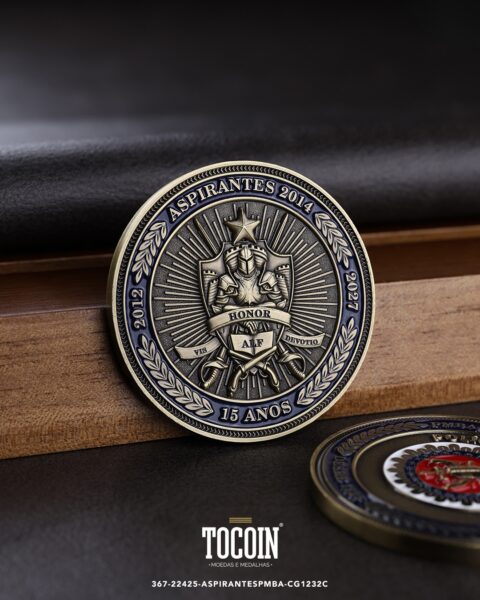 Moeda militar personalizada – challenge coin – 367-22425-ASPIRANTESPMBA-CG1232C