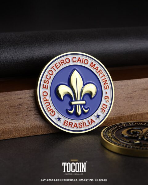 Moeda corporativa personalizada (challenge coin) – presente para funcionários e empresas – 369-22563-ESCOTEIROSCAIOMARTINS-CG1260C