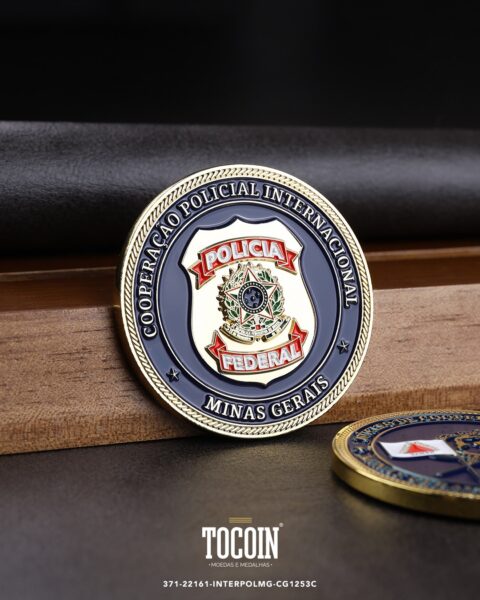 Moeda militar personalizada – challenge coin – 371-22161-INTERPOLMG-CG1253C
