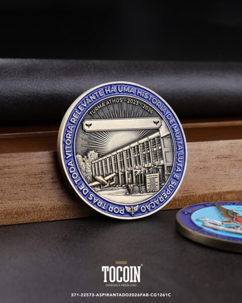 Moeda militar personalizada – challenge coin – 371-22573-ASPIRANTADO2026FAB-CG1261C