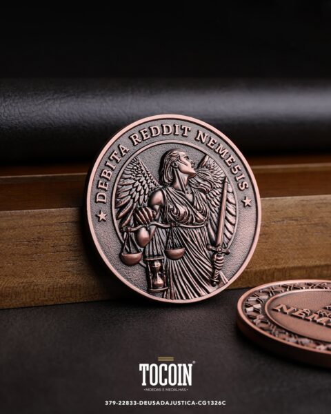 Moeda corporativa personalizada (challenge coin) – presente para funcionários e empresas – 379-22833-DEUSADAJUSTICA-CG1326C