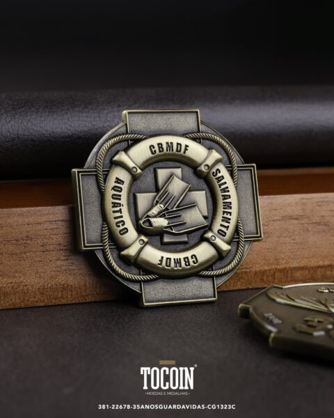 Moeda militar personalizada – challenge coin – 381-22678-35ANOSGUARDAVIDAS-CG1323C