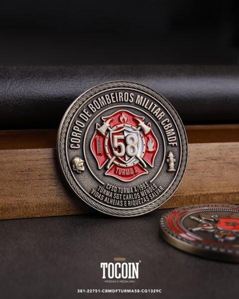 Moeda militar personalizada – challenge coin – 381-22751-CBMDFTURMA58-CG1329C