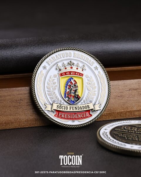 Moeda corporativa personalizada (challenge coin) – presente para funcionários e empresas – 387-22575-PARATUDOBEBIDASPRESIDENCIA-CG1309C