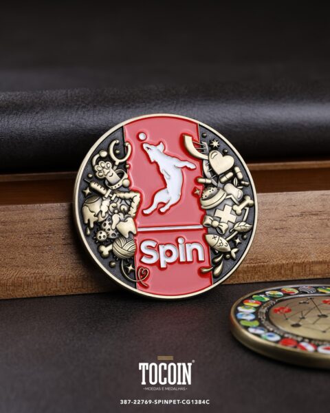 Moeda corporativa personalizada (challenge coin) – presente para funcionários e empresas – 387-22769-SPINPET-CG1384C