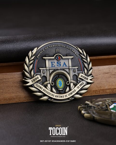 Moeda militar personalizada – challenge coin – 387-23107-ESA30ANOS-CG1368C