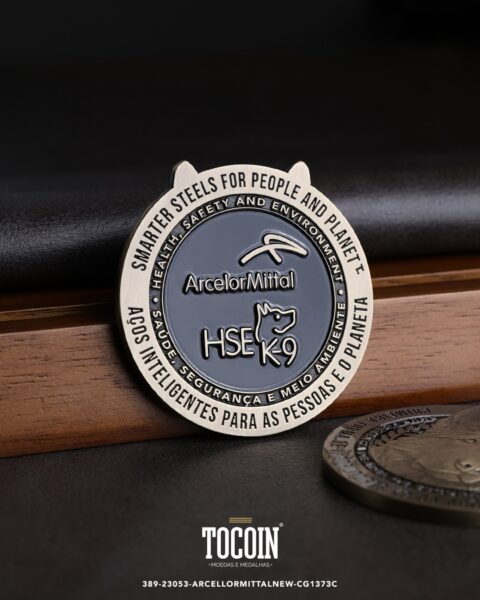 Moeda corporativa personalizada (challenge coin) – presente para funcionários e empresas – 389-23053-ARCELLORMITTALNEW-CG1373C