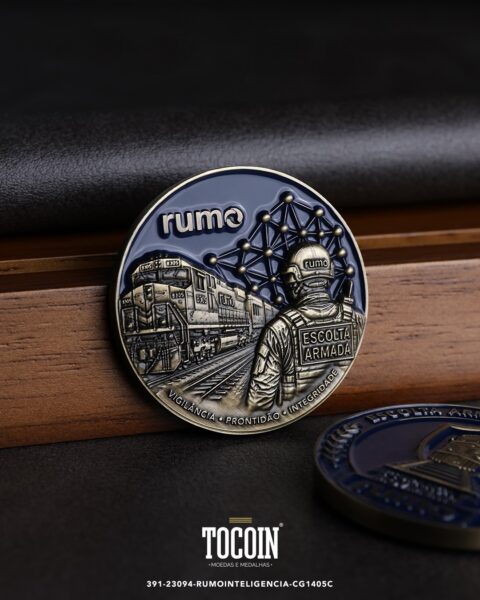 Moeda corporativa personalizada (challenge coin) – presente para funcionários e empresas – 391-23094-RUMOINTELIGENCIA-CG1405C