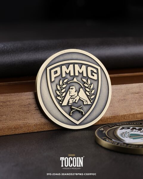 Moeda militar personalizada – challenge coin – 393-23465-30ANOS27BPM2-CG0992C